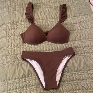 Brown Frilly Bikini